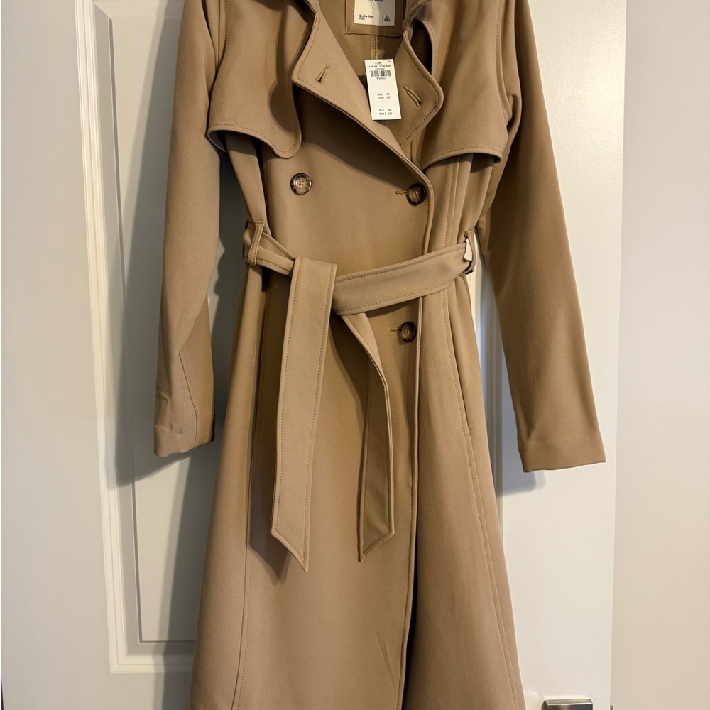 Will be donated 2/14 -NWT Abercrombie & Fitch Tan Double-Breasted Trench Coat